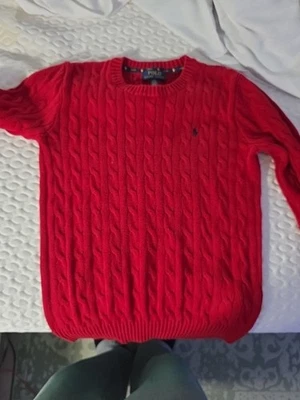 Polo Ralph Lauren Cable Sweater Boys Red Cotton Size L (14-16) - Image 1 of 4