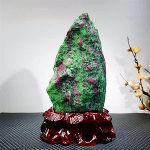 9.57LB Top Natural Zoisite Mineral Specimen Quartz Crystal Reiki Healing + stand - Picture 1 of 6