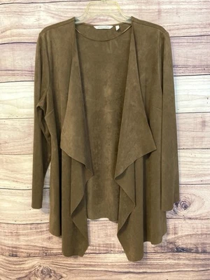 Soft Surroundings Size L Camel Faux Suede Women’s Open Front Stretch Jacket - Image 1 of 4