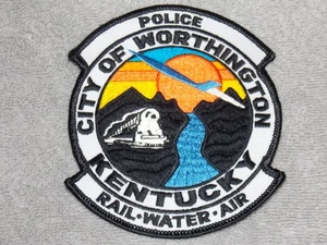 City of Worthington Kentucky KY Eisenbahn-Wasser-Luft Polizei Aufnäher 4"x4,75" Neu - Bild 1 von 1