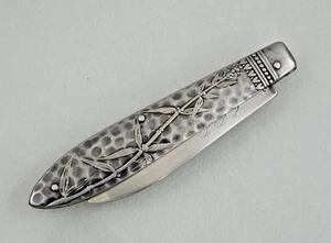 FINE ANTIQUE GORHAM STERLING SILVER POCKET KNIFE Aesthetic Japanese Style 1880'S - Picture 1 of 15