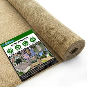 1 Ft. X 15 Ft. Gardening Burlap Roll, Natural Burlap Fabric For Weed Barrier, - Picture 1 of 12