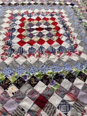 Vintage Handmade Hand Stitched Boston Commons Quilt Top 62x77 twin #558 - Image 1 of 4