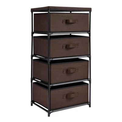 4-Tier Closet Dresser with Drawers - Clothes Organizer and Storage (Dark Brown) - Image 1 of 4