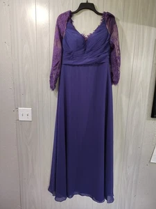 JJ's House Dark Purple Long Lace Mother of Bride Dress Sz 12 Bridesmaid Wedding - Picture 1 of 8