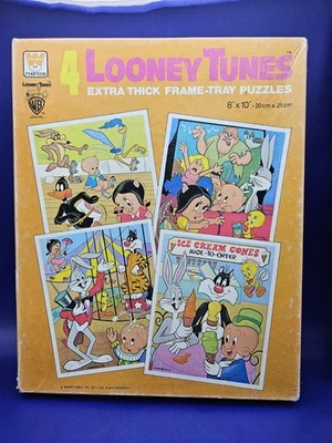 De colección 1977 Looney Tunes TRAY PUZZLES Caja De 4 En Caja Original COMPLETO Bugs Bunny Foto 1 de 4