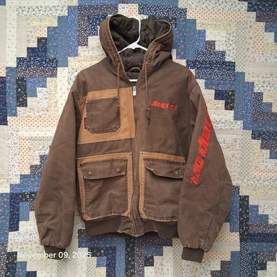 Chaqueta de trabajo de lona con capucha Snap On Tools marrón talla mediana logotipo bordado Foto 1 de 4