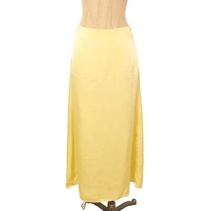 EVERLANE The Hammered Satin Slip Skirt 0 Side Zip Midi/Maxi Raffia Yellow NEW A2 - Picture 1 of 6