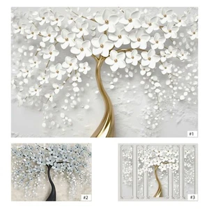 Fototapete Baum 3D EFFEKT Tapete Vlies Weiß Glamour Gold Blumen MODERN XXL - Bild 1 von 21
