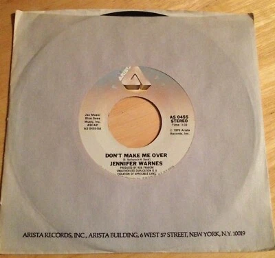Jennifer Warnes 45 Don't Make Me Over / I'm Restless - Image 1 of 2
