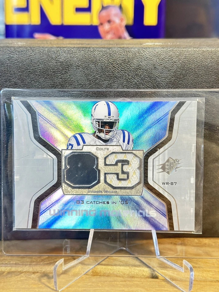 2007 SPx Football Winning Materials Stat Dual Reggie Wayne Jersey Card #WMS-RW2 - Image 1 of 4