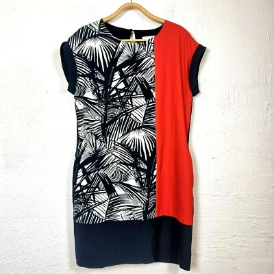 CAPTURE Womens Pencil Dress Size 10 Black/Iory/Orange Short Sleeve Round Neck - image 1 of 4