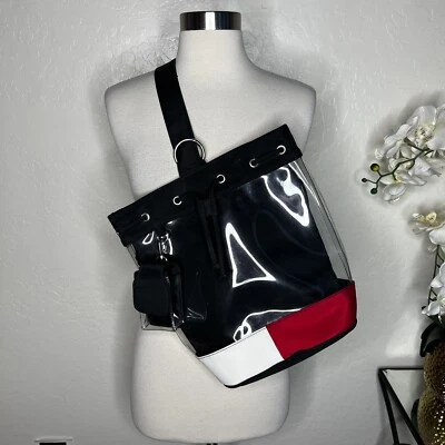 Rare Tommy Hilfiger Vintage Y2K 90s Clear Navy bucket Out Shoulder Sling Bag - Image 1 of 4