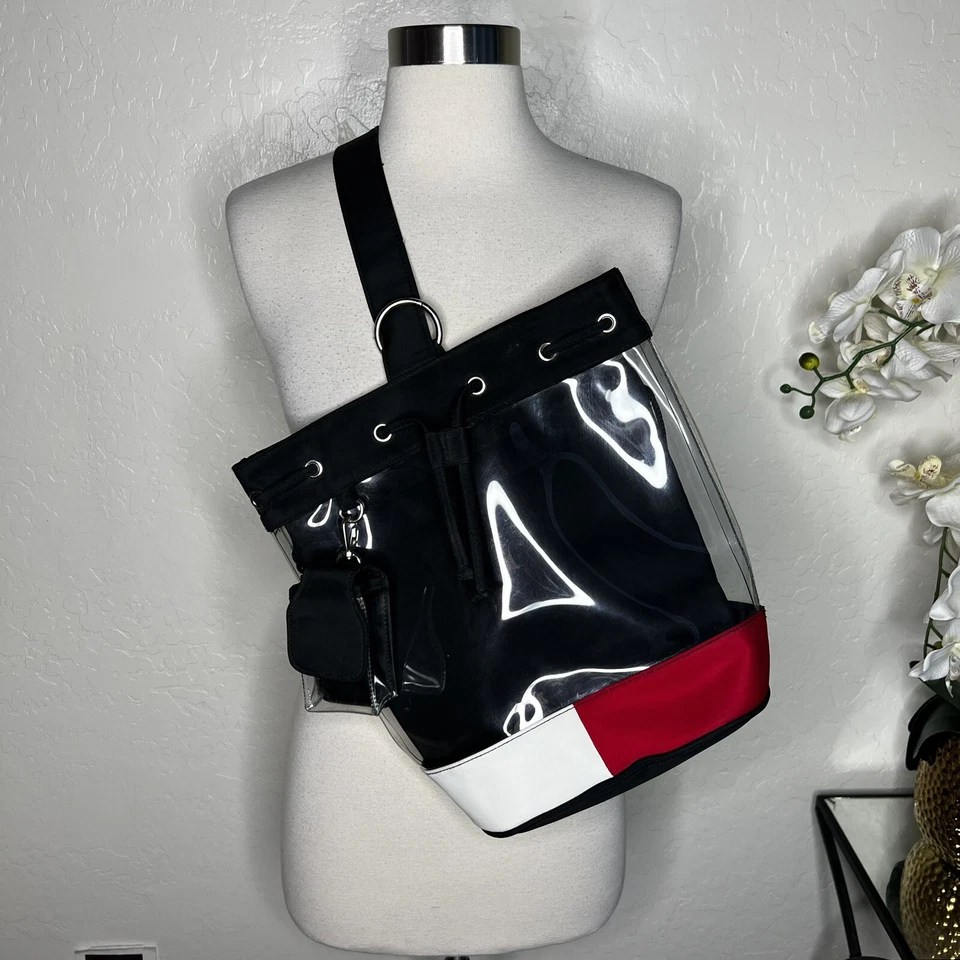 Raro Bolso Bandolera Tommy Hilfiger Vintage Y2K Años 90 Azul Marino Transparente Cubo Foto 1 de 4
