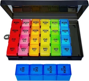 Weekly Pill Organizer 4 Times a Day, Large Medicine Organizer, Pill Box 7 Day 28 - Picture 1 of 6