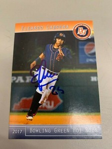 Eleardo Cabrera 2017 Bowling Green Hot Rods Signed Team Card