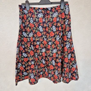 St Michael Skirt Floral Print A Line Button Front Marks Spencer 18 Vintage 1980s - Picture 1 of 10