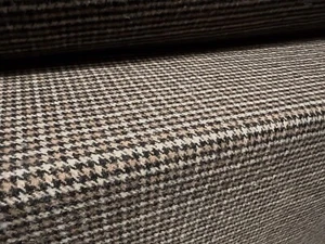 Wool Mouflon Flannel Brushed Fabric, Per Metre - Country Check Plaid - Brown - Picture 1 of 3