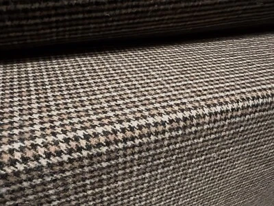 Wool Mouflon Flannel Brushed Fabric, Per Metre - Country Check Plaid - Brown - Image 1 of 3