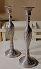 Pair of Pewter  Twist Candlesticks  Holders 10" tall Made in India