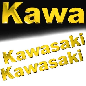 Universal 8"x 1.25" 3D Logo Emblem Fairing/Gas Tank Sticker Kawasaki Chrome Gold - Picture 1 of 3