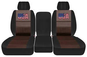 Front Truck seat covers blk-brown w/USA flag  fits Dodge Ram 11-18 1500/2500 - Bild 1 von 9