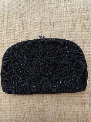 Black Beaded Vintage Evening Bag Clutch Purse From Neiman Marcus. VTG. Elegant - Image 1 of 4