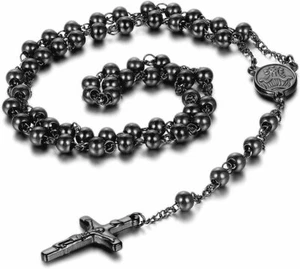 Rosario acciaio sfere 6 mm uomo o donna nero - Picture 1 of 1