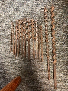 Punte per trapano a mano vintage antiche utensili per la lavorazione del legno lotto di 13 - Foto 1 di 4
