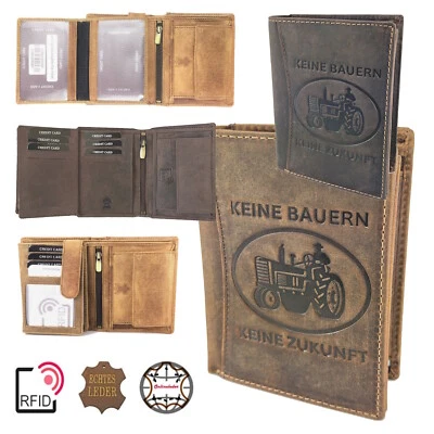 L&B COLLECTION Geldbörse RFID Büffelleder Echt Leder Portemonnaie Traktor Portmonee Geldbeutel