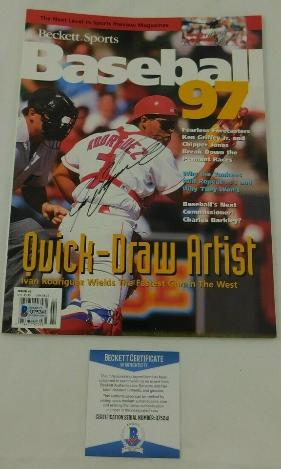 Ivan Pudge Rodriguez Signed Beckett Sports Cover 1997 HOF MLB Rangers BAS - Image 1 of 1