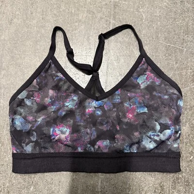 Sujetador deportivo Athletic Works para mujer XS negro floral espalda deportiva correas ajustables Foto 1 de 4