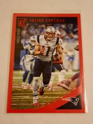 2018 JULIAN EDELMAN DONRUSS #186 PRESS PROOF RED SP CARD NEW ENG PATRIOTS PWE - Image 1 of 2