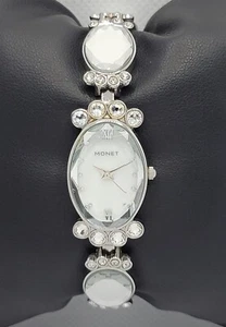 Ladies Monet Dress Stunning Statement Studded Paved Link Bracelet Watch L6 - Picture 1 of 9