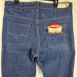 Vintage Levis 646-0217 Orange Tab Bell Bottoms Indigo Denim Jeans 38x32 Hippy - Picture 1 of 17