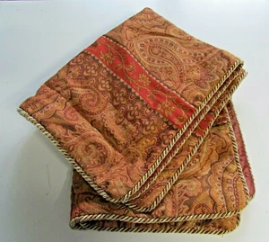 Lot of 2 Burgundy Red Gold Paisley Large Home Decor Pillow Covers 20" x 26" - Picture 1 of 8