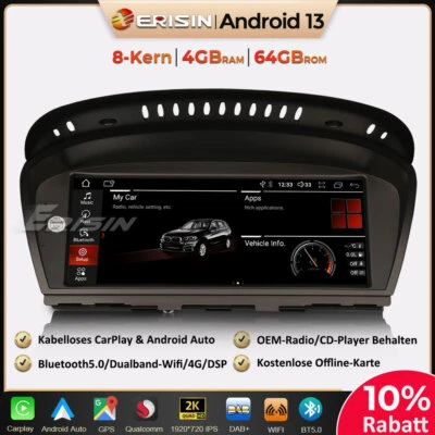 8.8"Android 13 Autoradio GPS BMW 3er E90 E91 E92 E93 5er E60 E61 6er E63 E64 CIC - Bild 1 von 4