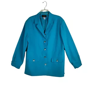 Requirements Damen blau Kerb Kragen Langarm Knopfleiste Blazer Größe 16 - Bild 1 von 9