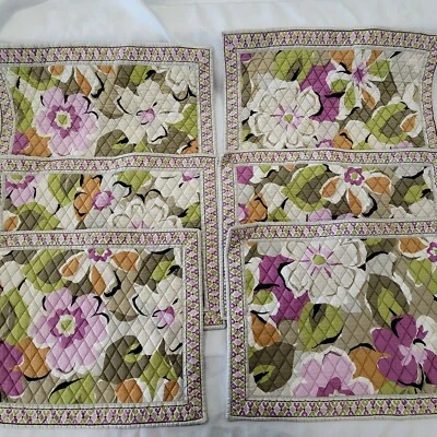 Vera Bradley set Lot 6 Placemats Purple Green Tan Brown Floral - Image 1 of 3