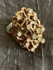 18K Yellow Gold Plated Signed French Designer RGE Band Ring 7