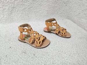 Rachel Shoes Girls Lil Krista Sandals 7M Brown Leather Strappy Ankle Hook Loop - Picture 1 of 18