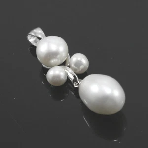 Sterling Silber Süßwasser Perle Tropfen Anhänger + 18 Zoll Kette - Bild 1 von 1