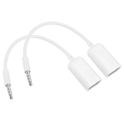 Aux zu USB Kabel,3,5 mm männlich zu USB 2.0 weiblich,für Auto,Weiß,2 Stück - Bild 1 von 4