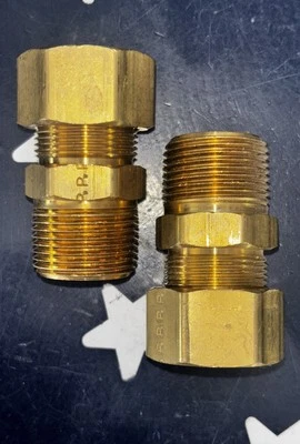 2X  Merit 3/4” Male NPT X 3/4” Compression Fitting  3/4” MNPT X 3/4”COMP   BRASS - Image 1 of 4
