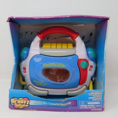 New Groovy Tunes Kids Play Cassette Tape Recorder Sing Along 2 Microphone Mic - Image 1 of 4