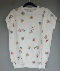 Vintage 80s Maternity Shirt Teddy Bear AOP GUC Primary Colors USA M - Picture 1 of 12