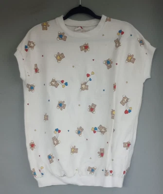 Vintage 80s Maternity Shirt Teddy Bear AOP  GUC Primary Colors USA M - Image 1 of 4