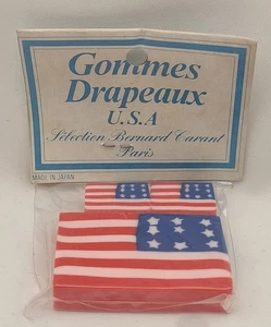 Gomme rare vintage eraser Japan 80s USA flag Bernard Carant Paris sealed MOC - Imagen 1 de 8