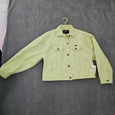 Jaqueta jeans vintage verde mar OBEY masculina tamanho pequeno nova com etiquetas A2-5 - Imagem 1 de 4