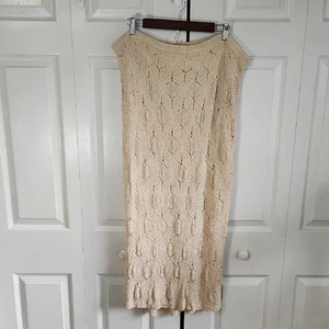 Maxi Falda Vintage Easy Spirit Beige Tejida Talla 2X Cottagecore Boho Y2K Tapete Años 90 - Imagen 1 de 9